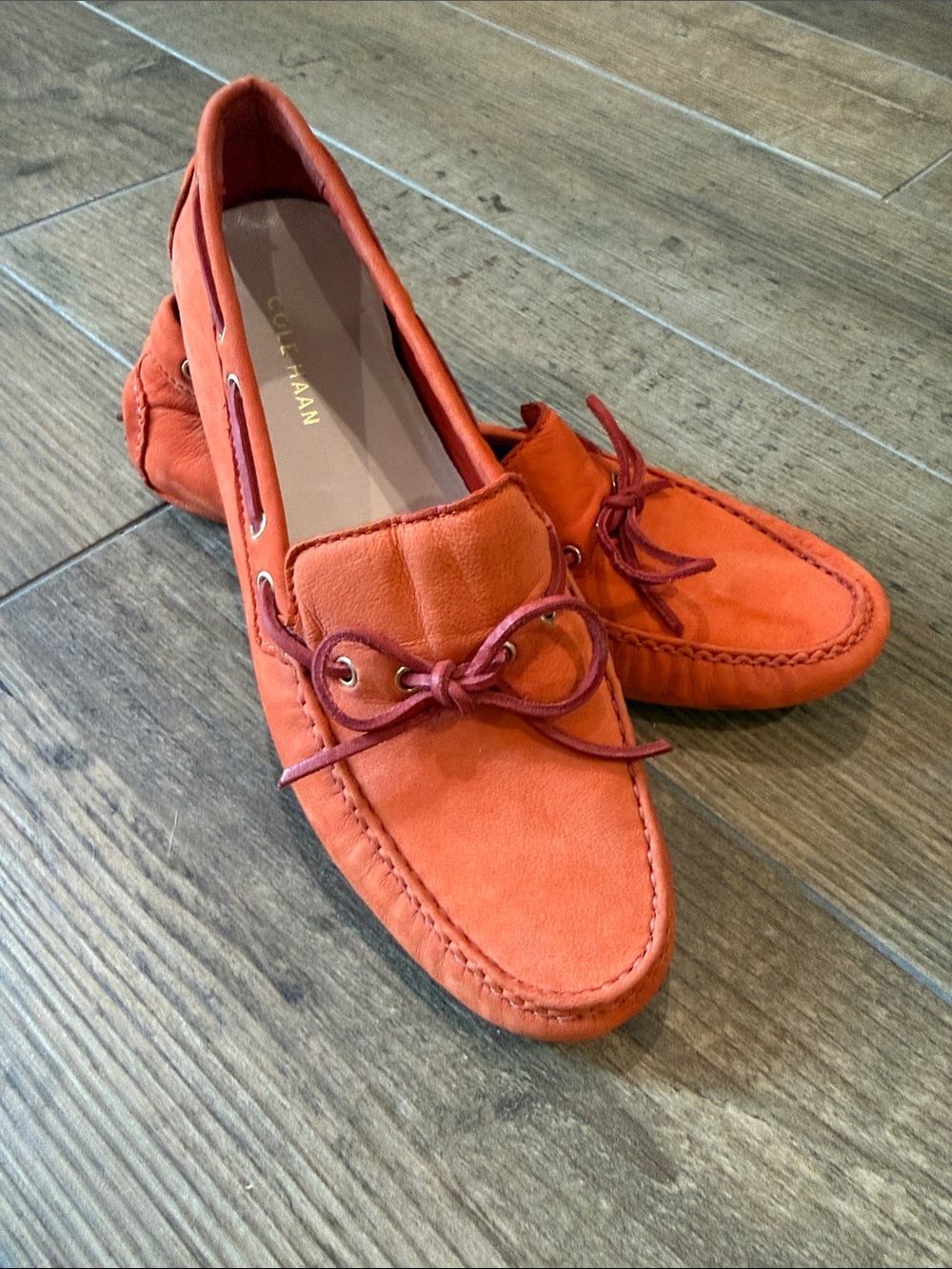 Cole Haan Orange Suede Moccasin Loafers